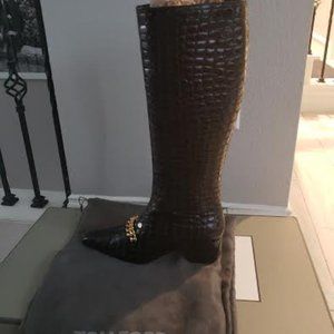 Tom Ford embossed chain trim boots